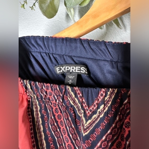 EXPRESS Y2K Tube Top Geometric Chevron Orange Navy Blue Boho Chic‎ Dress Size M - Picture 8 of 16